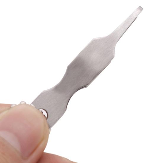 Ringöffner aus Edelstahl mit Perlenkette, tragbares Werkzeug zum Öffnen von Ringen mit Doppelschlaufe, Angelzubehör für den Außenbereich