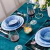 Set di Stoviglie in Melamina Blu da 12 Pezzi, Infrangibile e Lavabile in Lavastoviglie, Ideale per Uso Interno ed Esterno