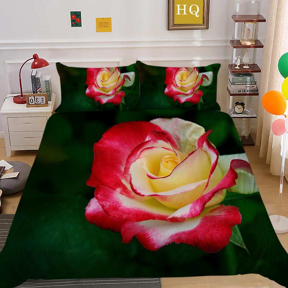 3D Flowers Printing Bedding Cover King Size Polyester Bedspreads Design High Quality Home Bedclothes