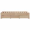 Solid Wood Bed Without Mattress with Drawers 75x190 Cm