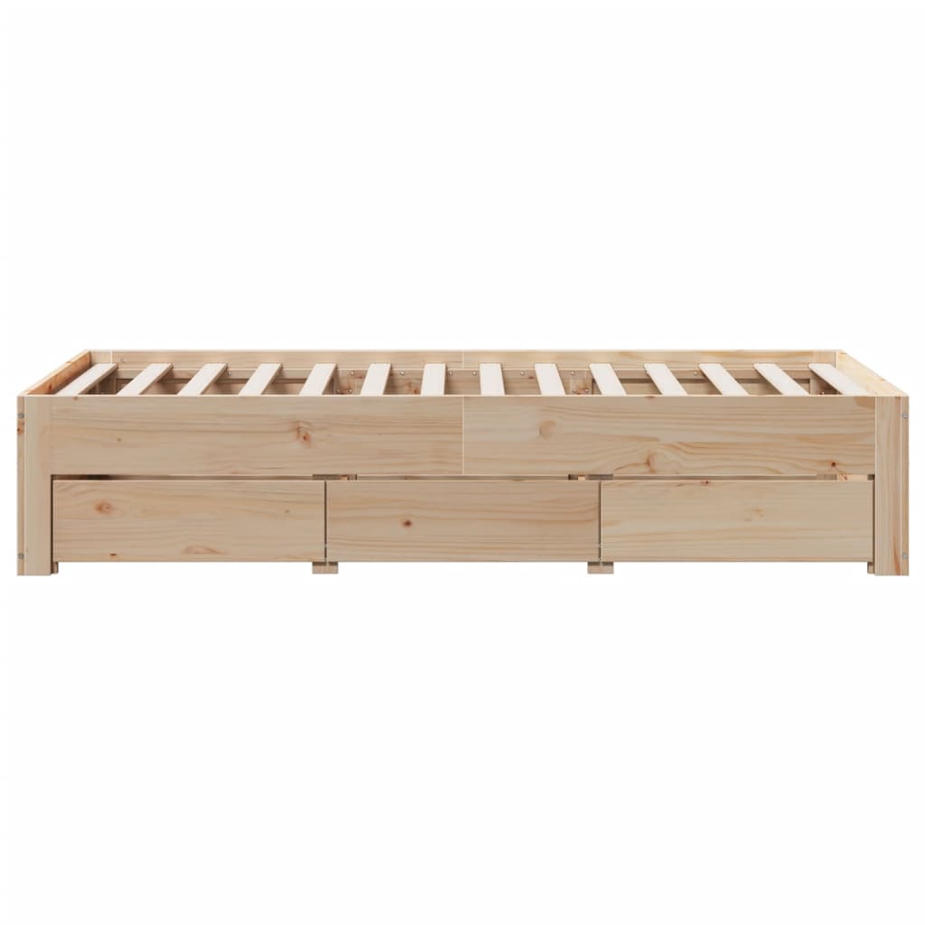 Solid Wood Bed Without Mattress with Drawers 75x190 Cm