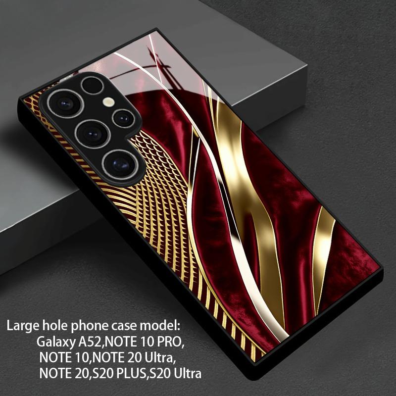 Rote Gold Samt texturierte Kunst gehärtetes Glas Handyhülle geeignet für Samsung GalaxyS26 S25 S24 S22 S21 S20FE/Ultra/Plus Anti-Drop