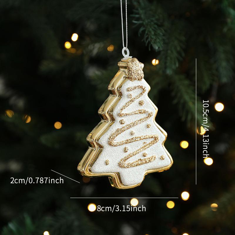 Sticky Golden Pink Christmas Tree Pendant Golden Snowman Gift Box Cartoon Pendant Reindeer Decorations Christmas Tree Accessory