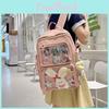 Simple Solid Color Large Capacity Student Backpack With Pendant Badge And