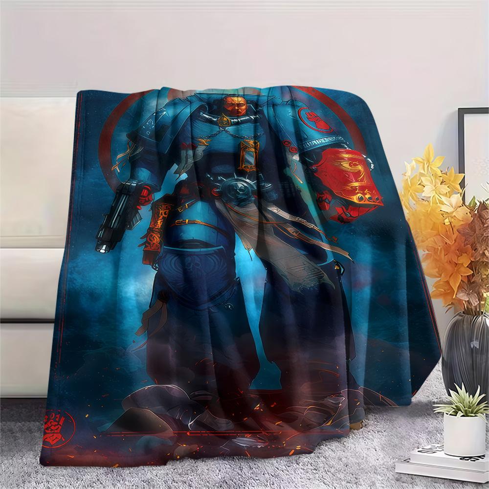 1PC Warhammer 40k Print Flannel Blanket, High Quality Comfortable for All Seasons, Home Decor, Warmth and Comfort, Perfect for Christmas Gifts