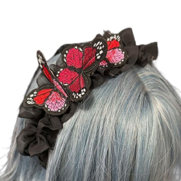 

Gothicism Butterfly Hair Hoop Decorative Festival Hair Band Children Headgear Versatiles for Various Occasion червоний