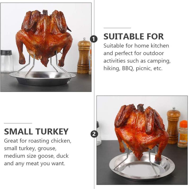 New High Quality Chicken Duck Holder Rack Grill Stand Roasting for BBQ Rib Non Stick Carbon Steel BBQ Grills Chicken Plate