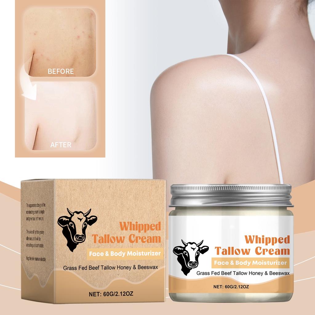 Beef Tallow For Skin: Handmade Beef Tallow For Face - Organic Grass-Fed Whipped Beef Tallow And Honey Balm Tallow Face Moisturizer Smooth Soft