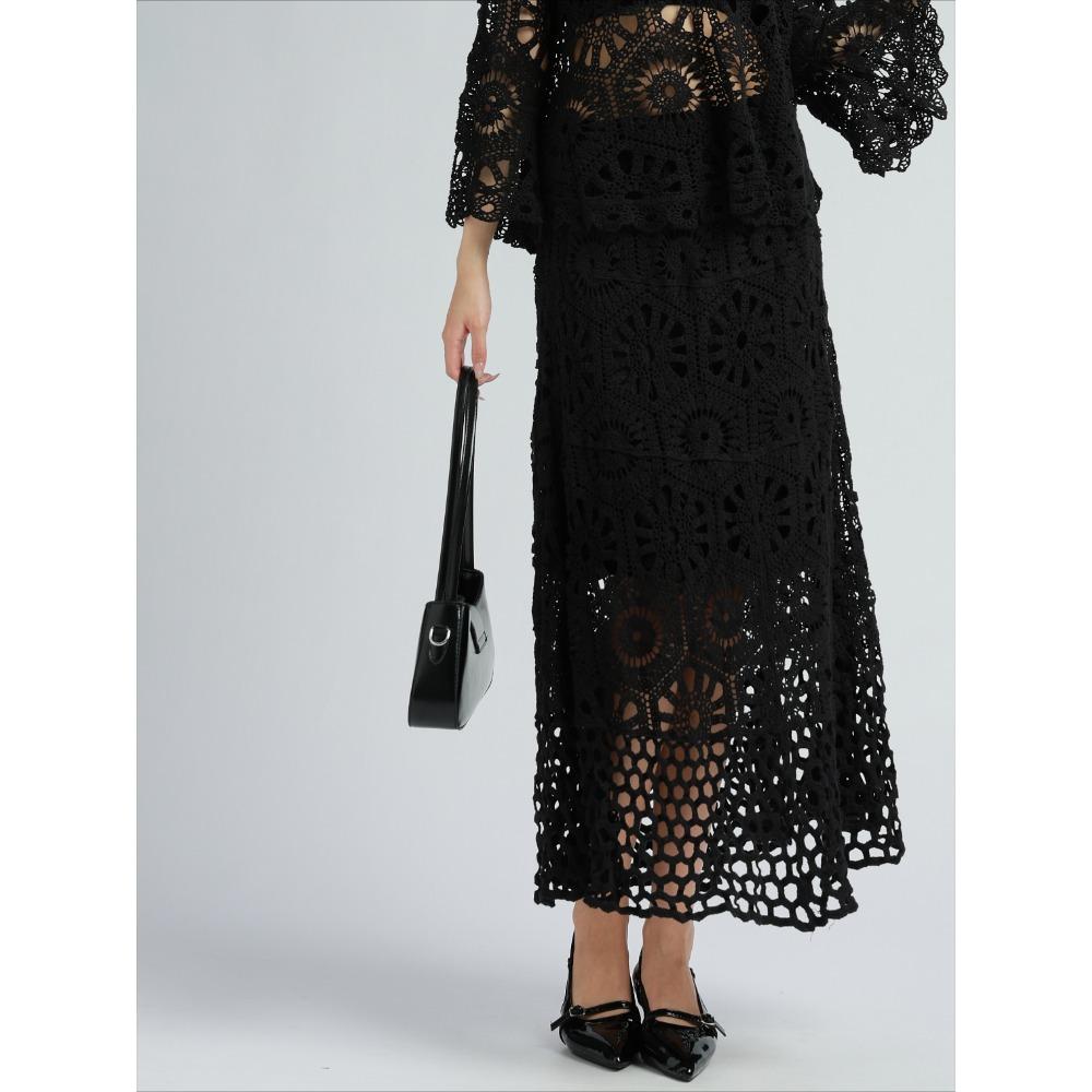 Skirt Women Knitting Lace Long Solid Hollow Out Sexy Hollow Summer Style Loose Basic