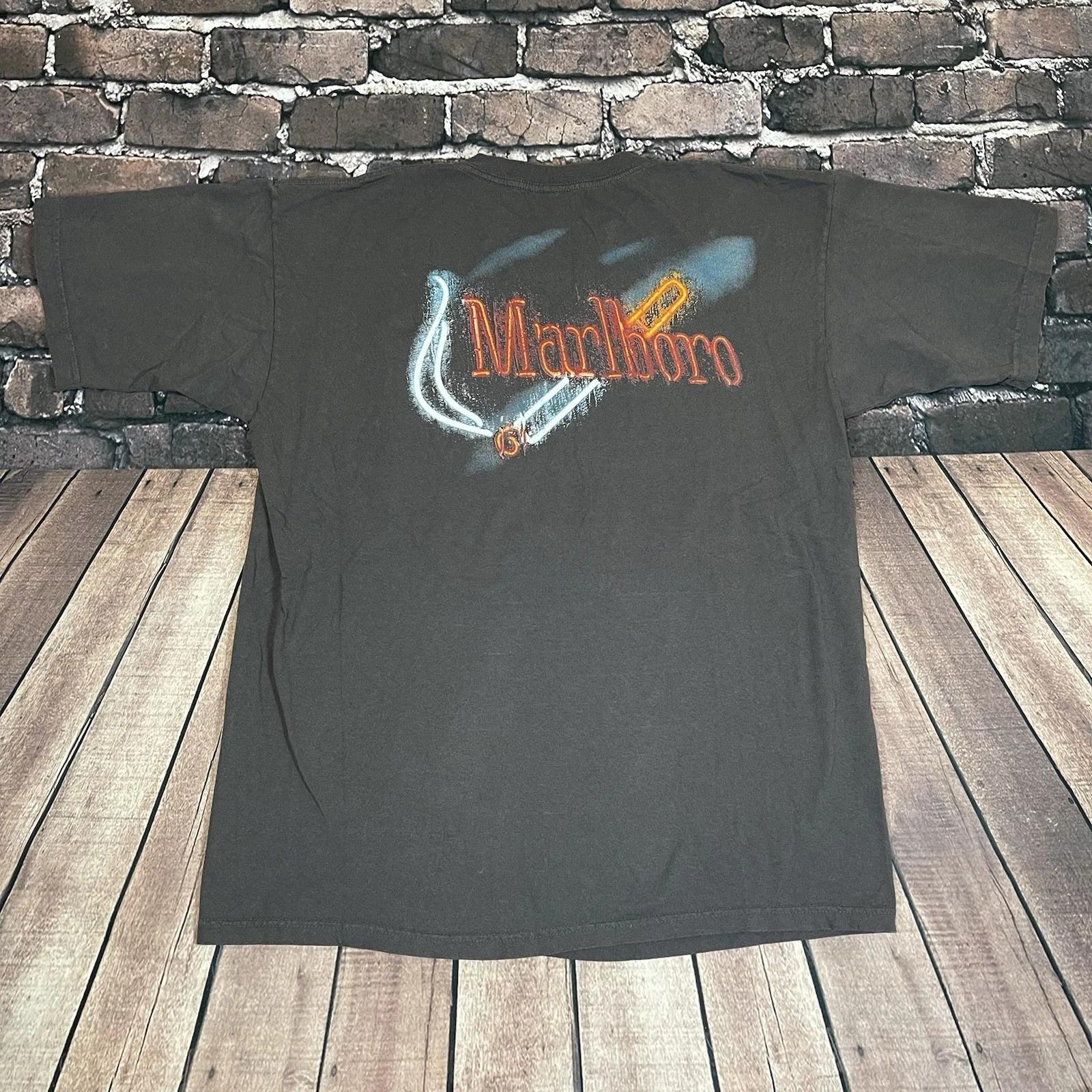Винтажная футболка с неоновой графикой сигарет Marlboro, взрослый, один размер, США - РЕДКАЯ XL