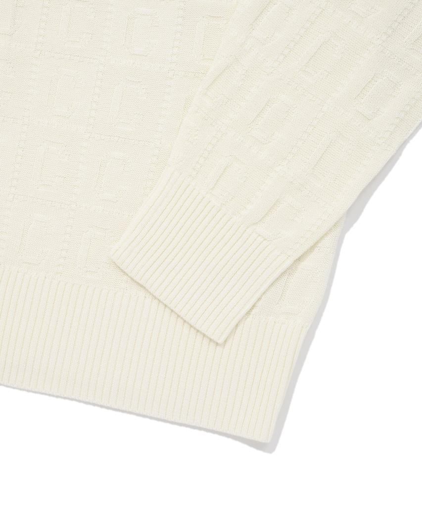 Covernat C Pattern Zip-Up Cardigan White
