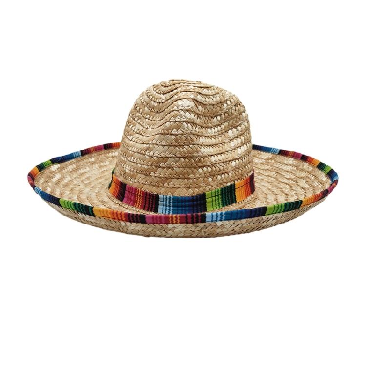 Natural Woven Straw Sombrero Hat Festival Design  Breathable Mexico Sun Hat For Beach Party Family Gathering Activity