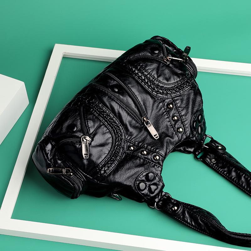 Large Capacity Soft Leather Single-Shoulder Crossbody Bag for Middle-Aged Women - Multi-Layer Casual Handbag