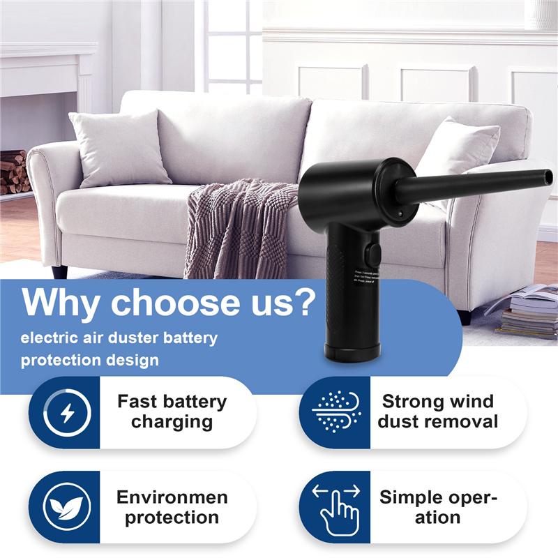 B-Est Compressed Air Duster-51000RPM-Keyboard-Cleaner - Good Replace Compressed Air Can - Reusable No Canned Air Duster чёрный
