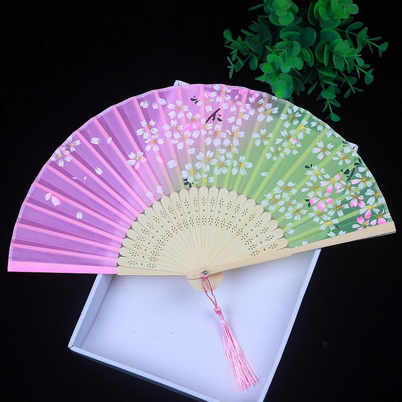 Children's Portable Pink & Blue Folding Dance Fan for Hanfu & Cheongsam