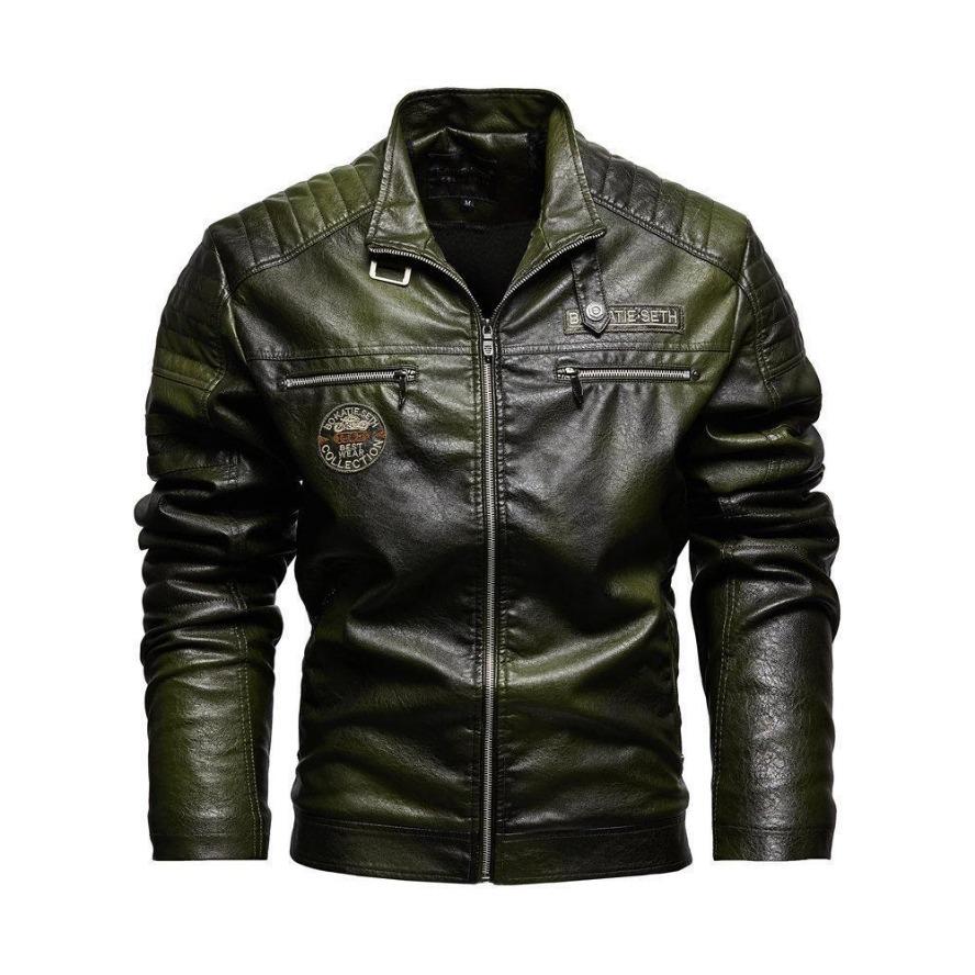 Veste de moto en cuir PU transfrontalier pour homme, style européen/américain, moderne et robuste, plus velours.