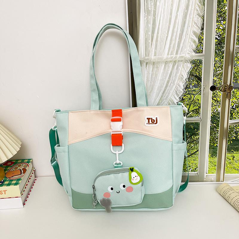 Cartoon Women's Shoulder Bag Contrast Color Student Crossbody Bag Large Capacity Tote Bag