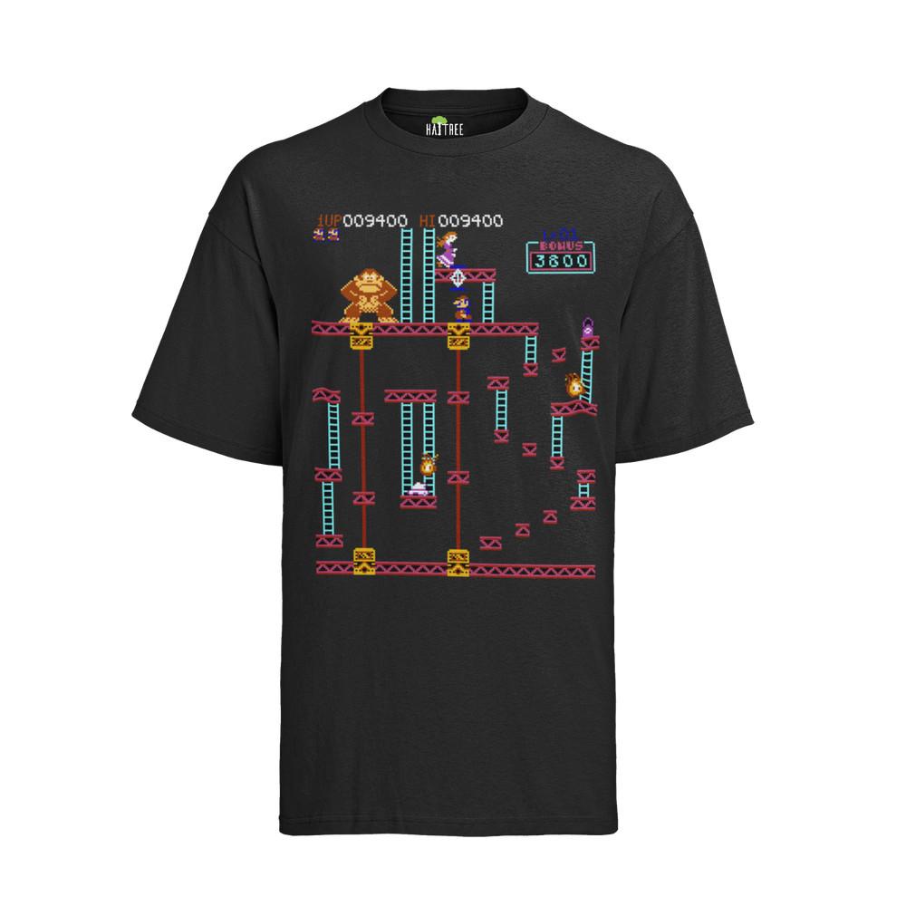 

New Retro Donkey Kong Series Mario Nintendo Affen Game T-Shirt Herren 1 Up Level S