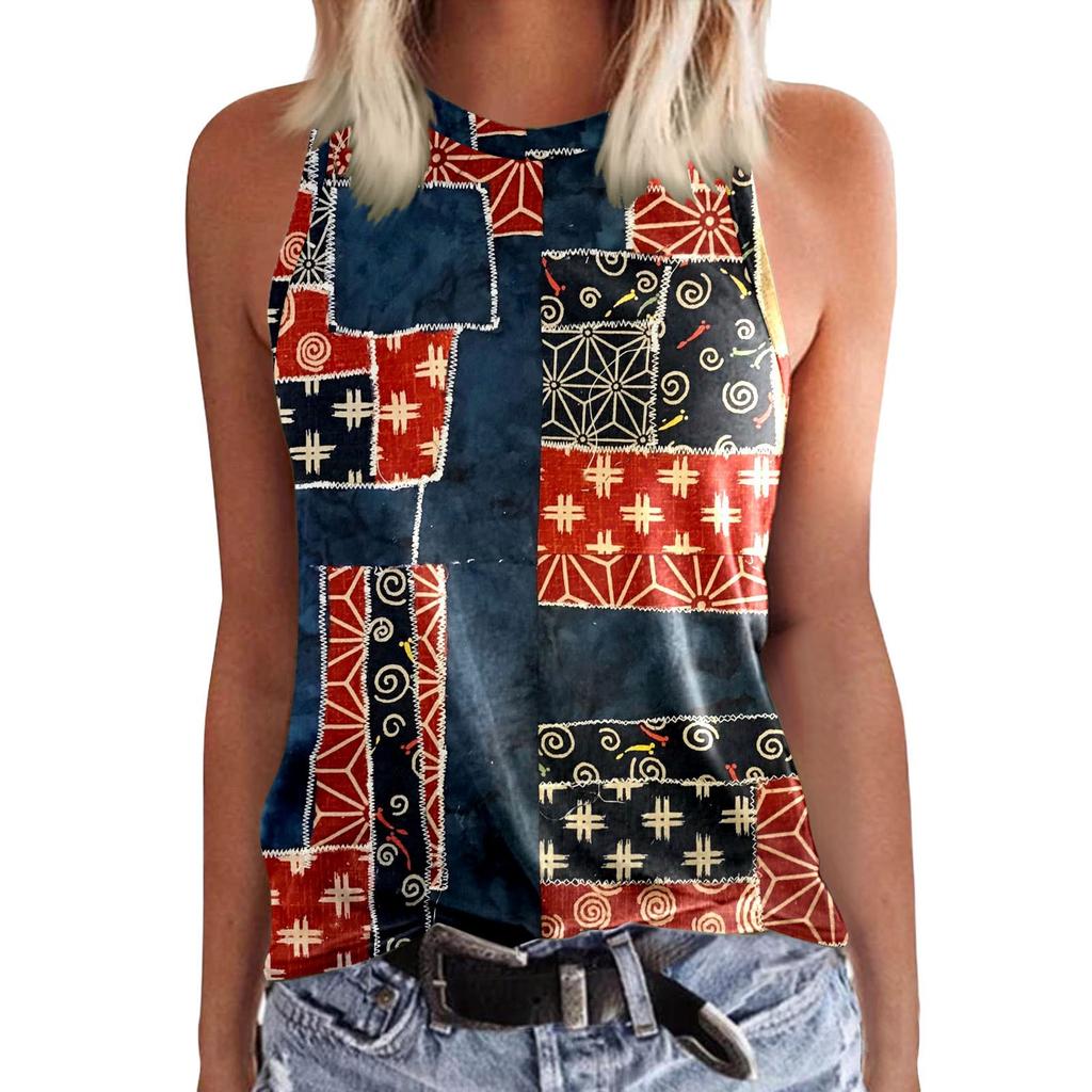 Boho Sleeveless Patterned Camisole for Casual Beach Wear