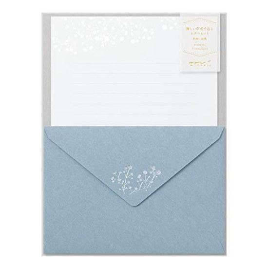 Midori Letter Set Foil-Pressed Envelope Babys Breath Pattern
