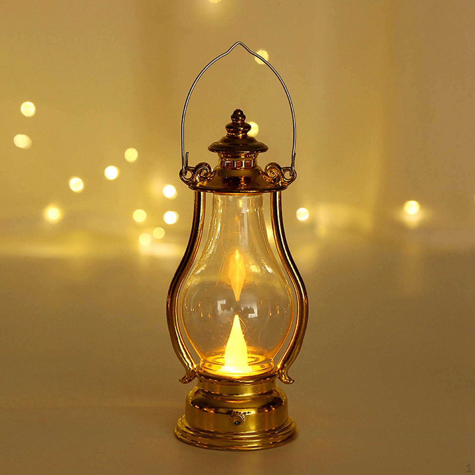 

LED Lantern Flameless, Outdoor Hanging Lanterns Decorative, Battery Powered Flameless Gold