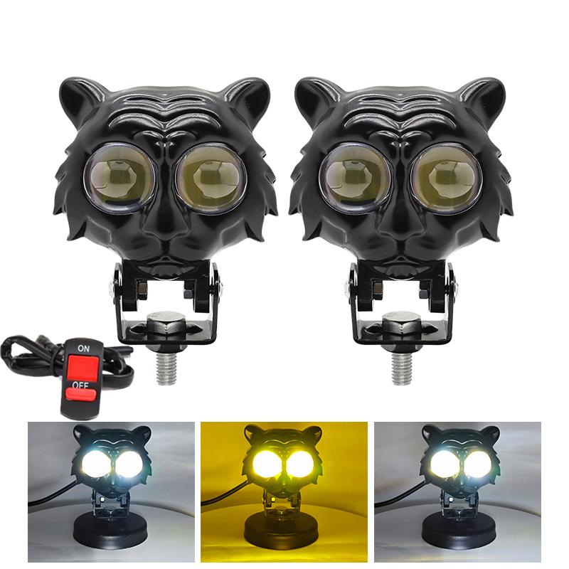 Dual Color Motorcycle LED HeadLight Work Spot Lamp Offroad Car Boat Truck SUV Driving Fog Lamp Headlamp White Yellow 12V 24V