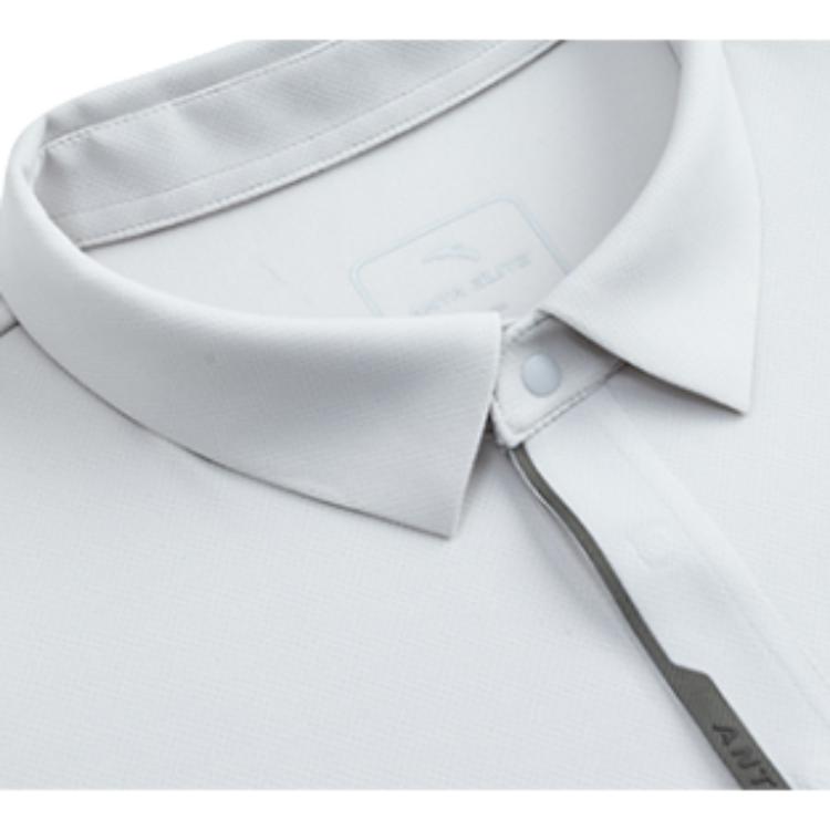 Anta Comfortable Breathable Solid Color Versatile Casual Long Sleeve Polo Shirt Men Tops Cloud-Gray 152437405-1