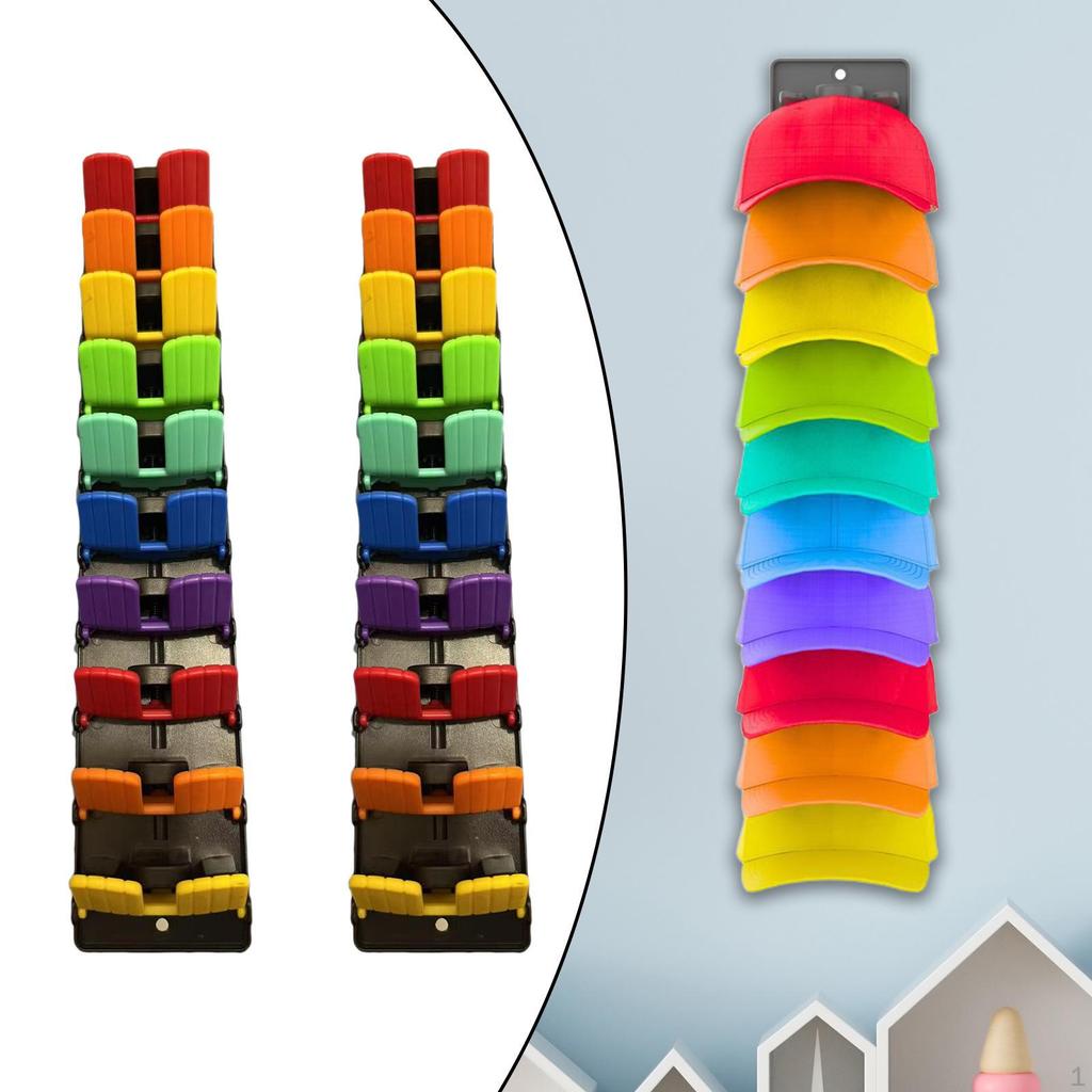2Pcs Baseball Organizer Rack with Built In Spring Clips Hat Storage Display Holder Hanger for