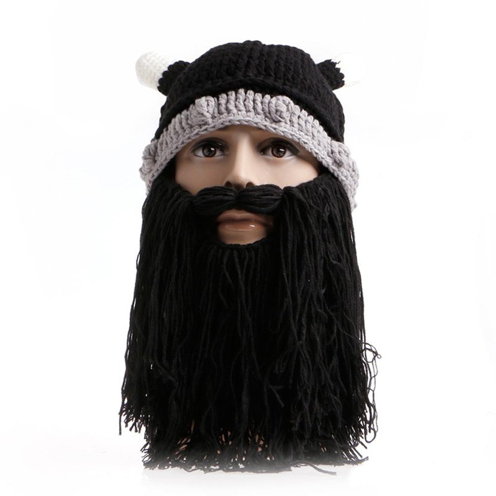 Fashion Creative Wool Knit Ox Horn Beard Hat Warm Comfortable Beanie Hat Halloween Gifts