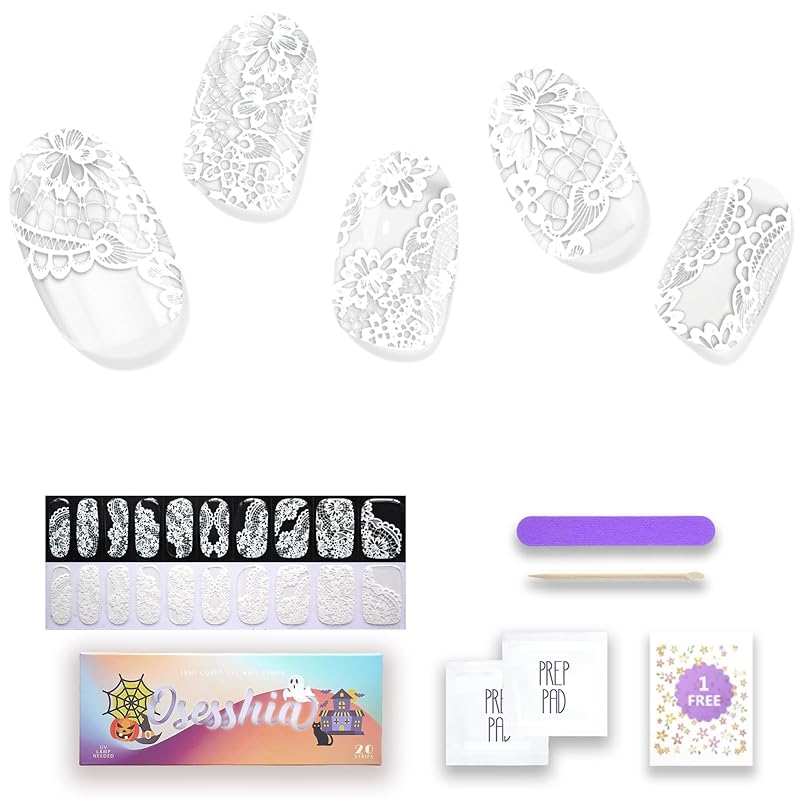 Semi Cured Gel Nail Strips, 20 pcs Nail Wraps, Glaze Gel Nail Stickers, Salon Quality French Manicure, Full Decal Gel Polish Strips, Long Lasting