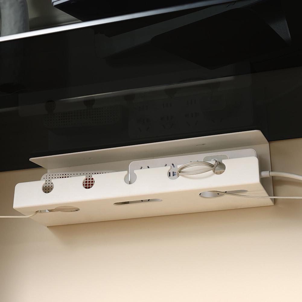 2Pcs Under Desk Cable Management Tray Self Adhesive Under Desk Cable Shelf No Punching Wire Management Rack for Home Office