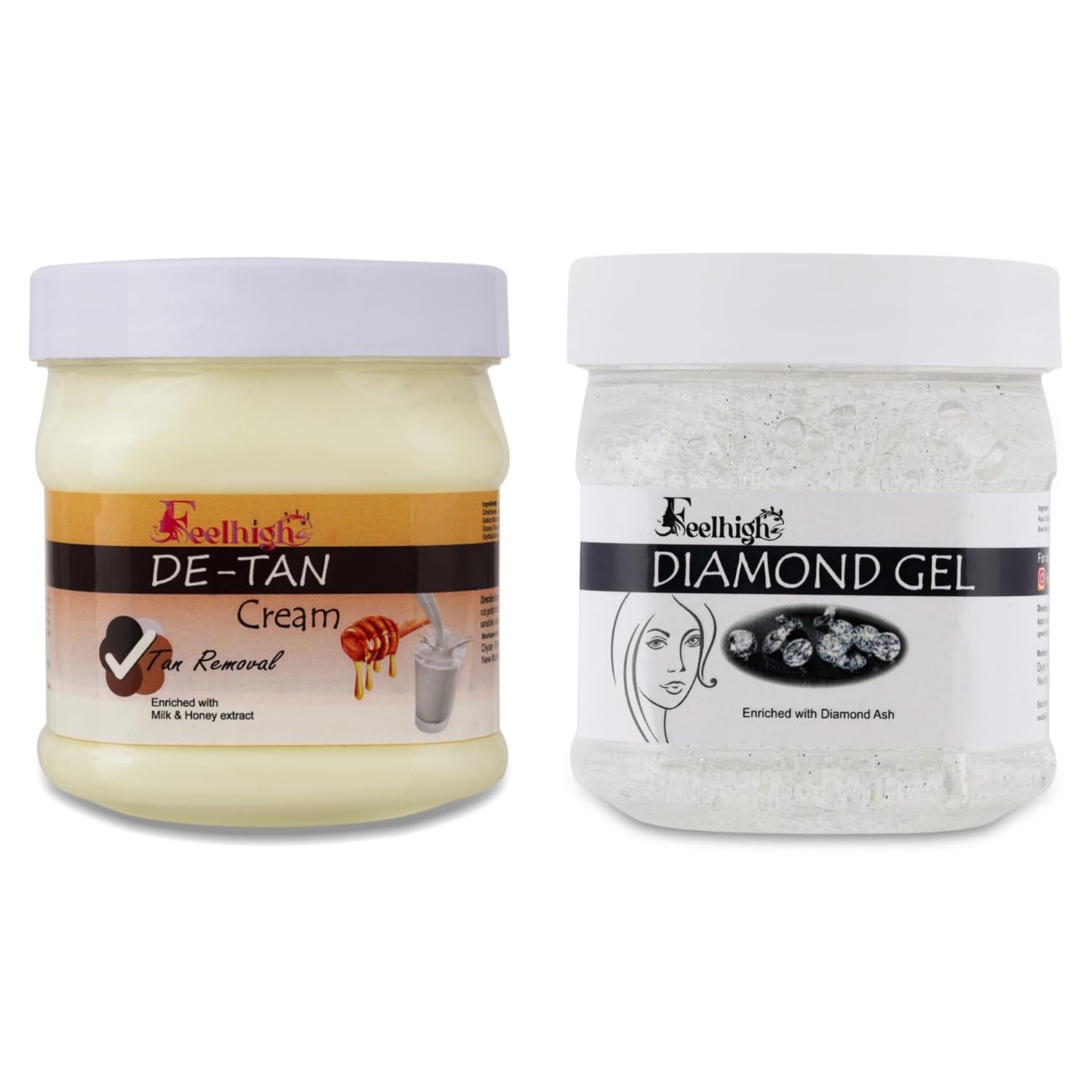 Feelhigh De-Tan Cream and Diamond Face Gel Combo (Pack of 2) Each 500ml