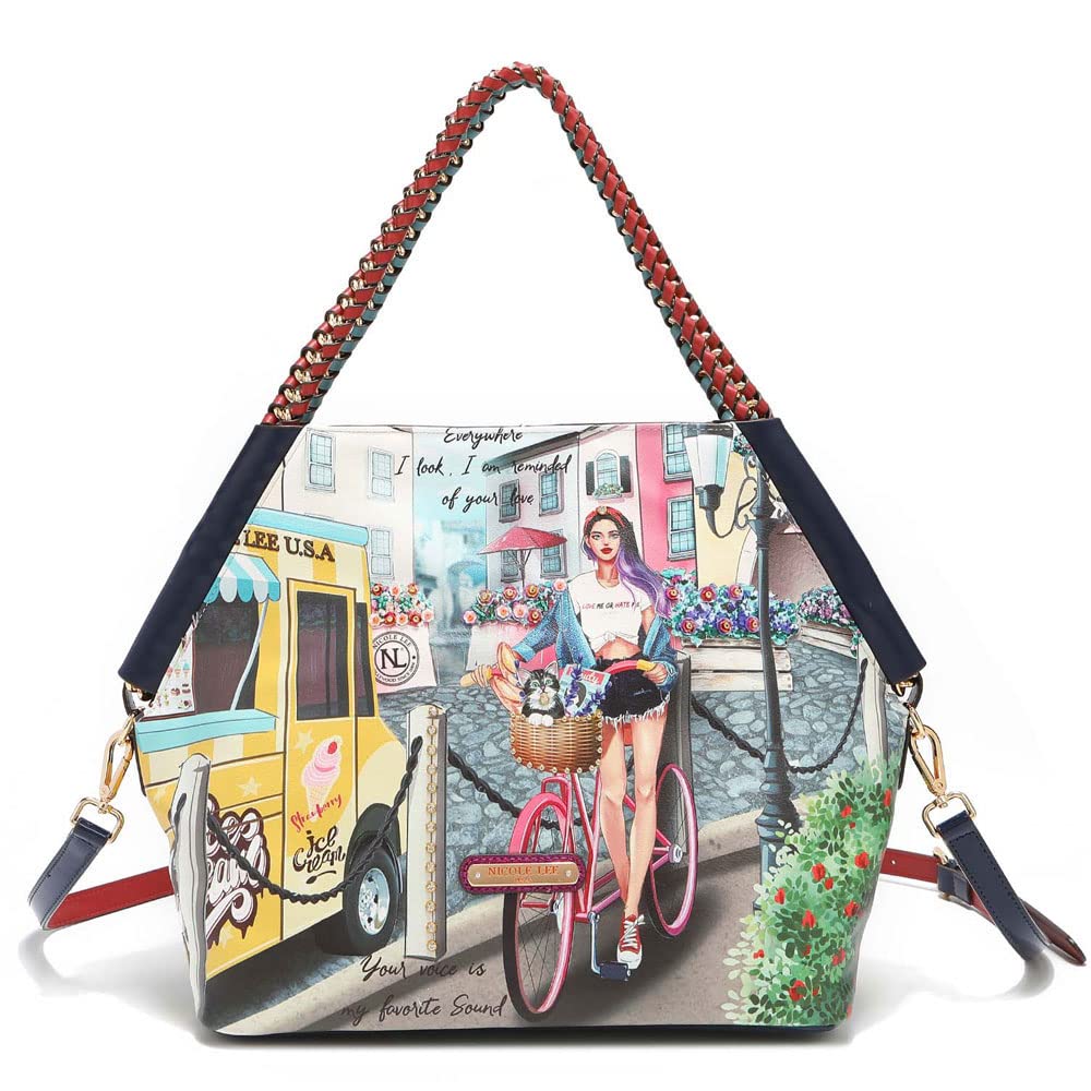 

NICOLE LEE CSM16204 COZY STREET IN MILAN Chain Shoulder Tote Bag Shoulder Milan Flower Vegan Leather Vegan SDGs Sustainable Nicole Lee Beads Bijou