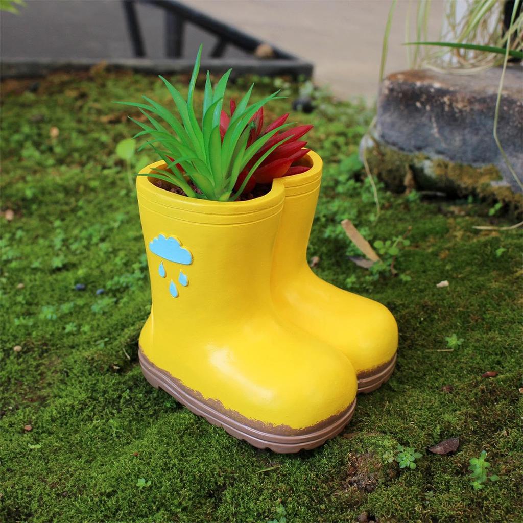 Gummistiefel Blumentopf Retro Gummistiefel Topf für Pflanzen, Außenbereich und Frostschutz, Balkongarten Grüne Pflanze Blumentopf