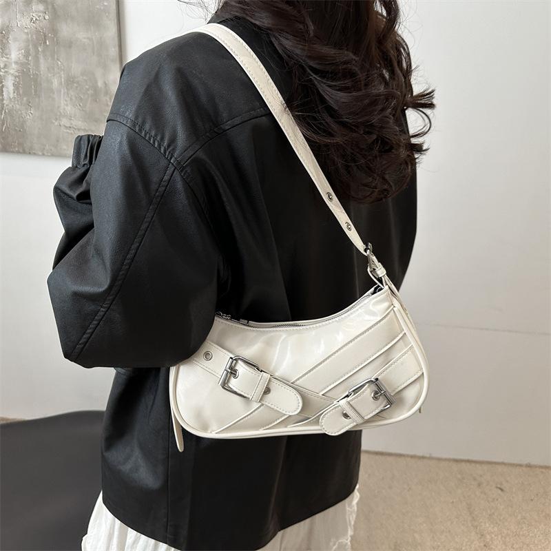 Retro Casual Belt Women's Shoulder Bags Versatile Cool Hot Girls Crossbody Handbags Y2k Simple Female Underarm Bag Purse