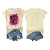 Women's Casual Printed T-shirt Round Neck Pullover Short Sleeve Top