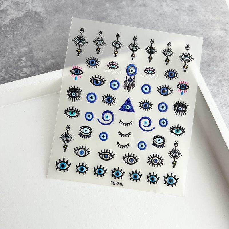 

Three-Dimensional Relief Eye Totem Halloween Nail Sticker Embossed blue eye totem(One sticker)