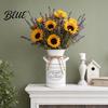 Farmhouse Style Flower Vase Vintage Iron Can Bucket Double-Handle Metal with Jute Bow