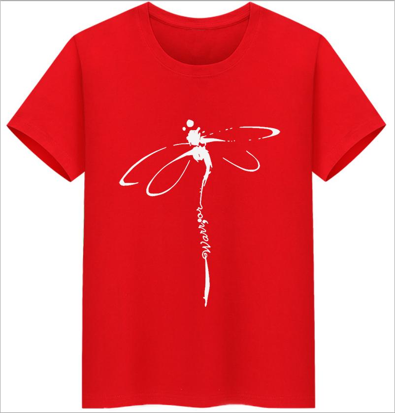 Tops Dragonfly Printed Original Collar Casual Base Shirt Short-sleeved Women's T-shirt Oversized T Shirt Clothes Tees