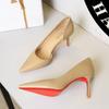 Korean Style Pointed Toe Slim Heels With Shallow Mouth Side Hollow Office High Heels For Pedicures And One Foot For High Heels