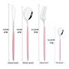 Drmfiy Pink Silver Stainless Steel Dinnerware Set Fork Knife Soup Ice Spoon Cutlery Set Western Flatware Kitchen Silverware Set