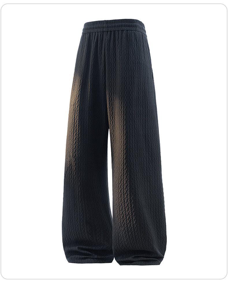 Men's Summer Loose Wide-Leg Textured Drawstring Pants