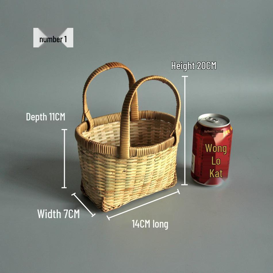 Большая ручная плетеная корзина из бамбука для пикника на природе покупок сбора фруктов и овощей 2180₽
