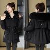 Parker Women's Winter Fashion Velvet Hooded Jacket Fur Collar Warm Women