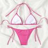 2025 European & American Solid Lace-Up Beach Bikini Swimsuit for Women