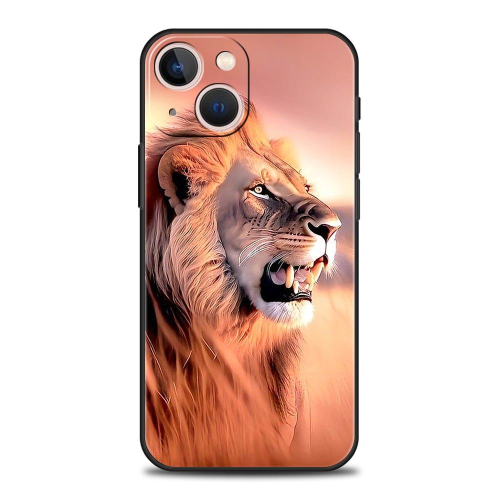 Lion Alpha Male Cub Phone Case For iPhone 17 16 15 Pro Max 11 12 13 14 7 8 Plus SE 2020 X XR XS Cover Soft Black