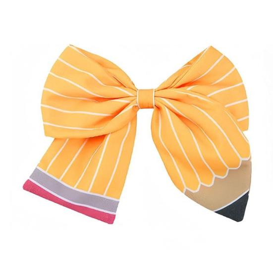 Women Hair Hoop Bright Yellow Pencil Design Bow Decor Hair Clip Back to School Student Teacher Hair Accessories