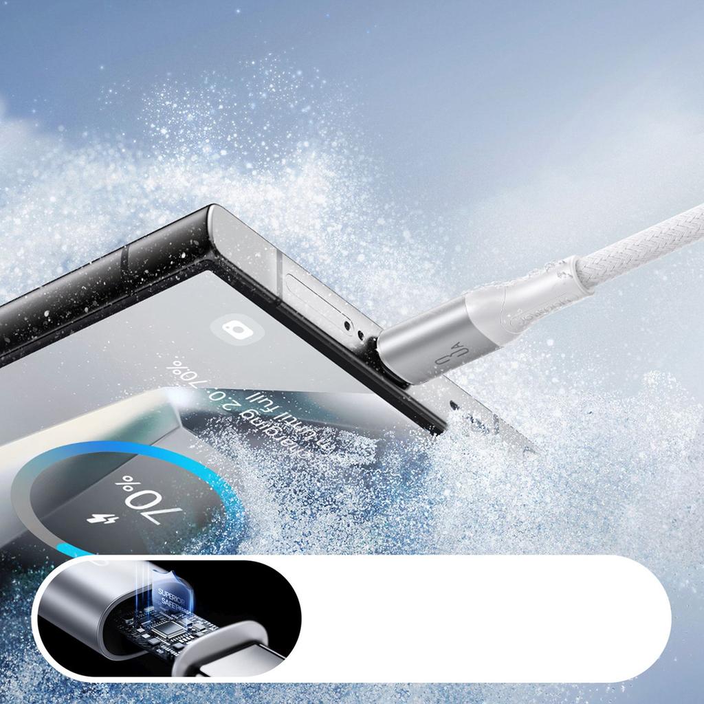 Kabel Przewód S-A28 Z Oplotem Usb-A - Usb-C 3A 1M - Biały