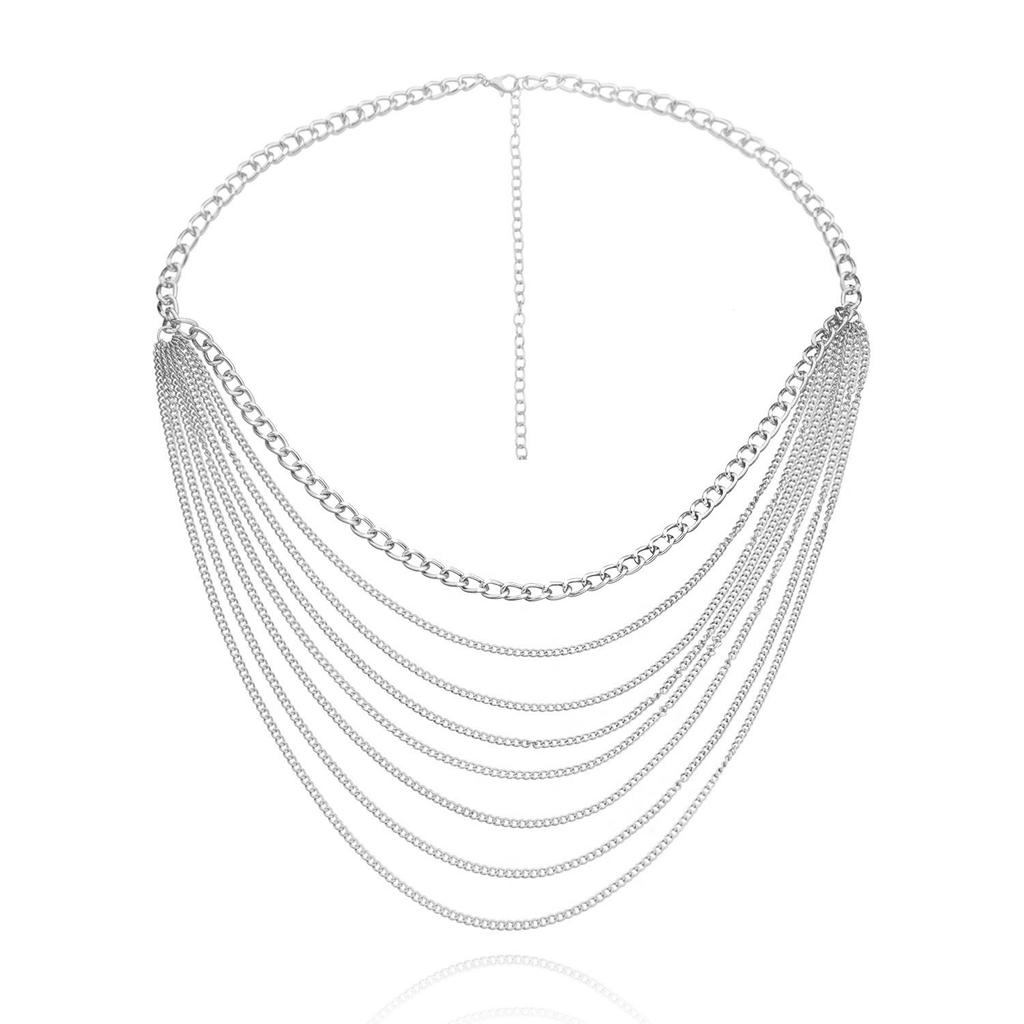 Europe, America, the new multi-layer simple chain body chain female, retro sexy punk metal waist chain