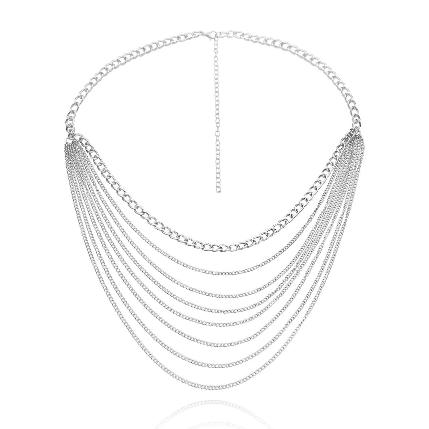 

Europe, America, the new multi-layer simple chain body chain female, retro sexy punk metal waist chain